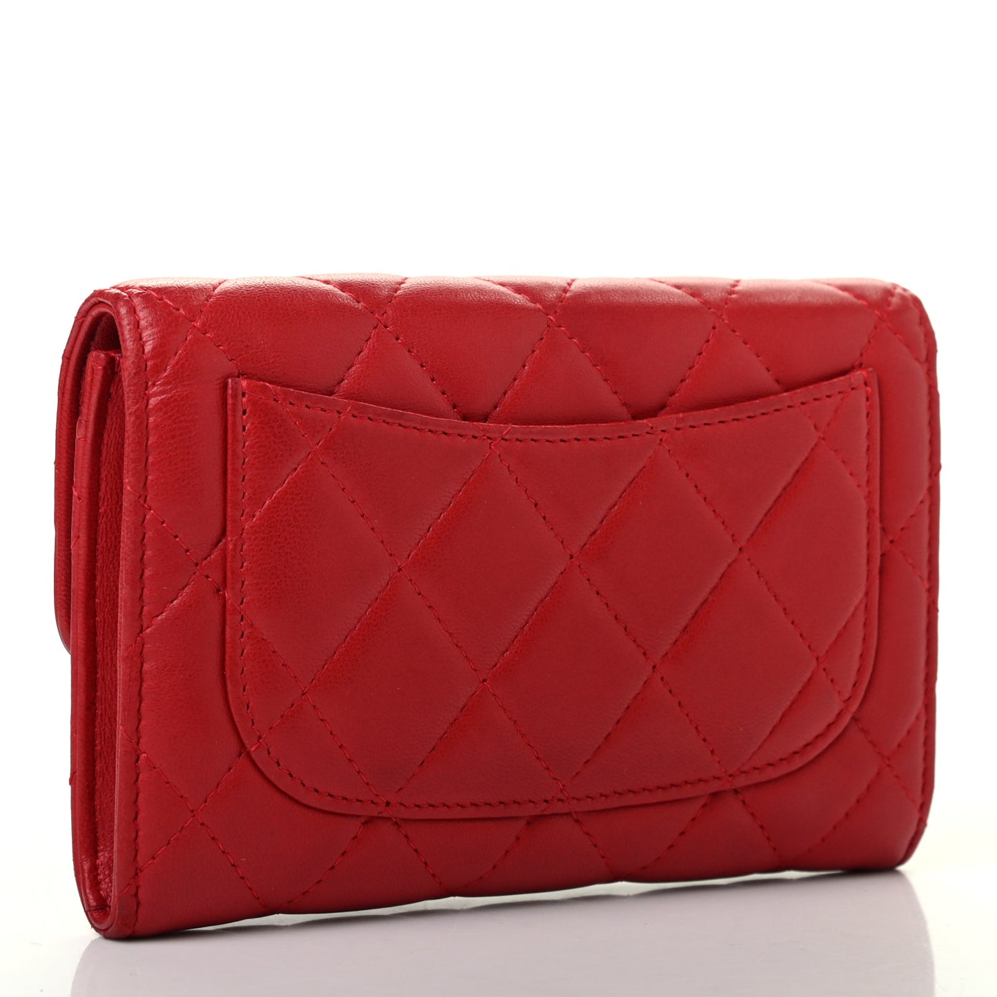 Lambskin Quilted Small Flap Wallet Red Pink