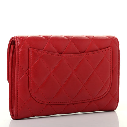 Chanel Lambskin Quilted Small Flap Wallet Red Pink 3 of 8
