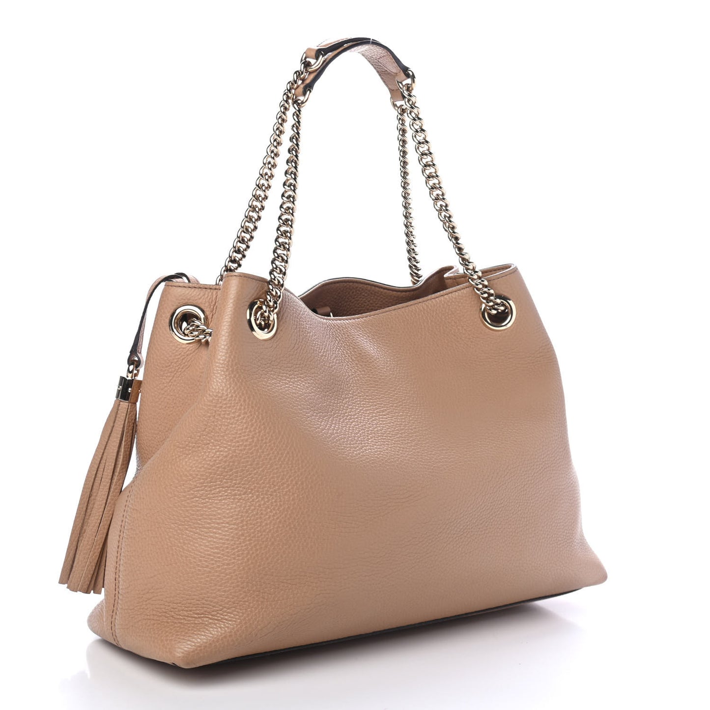 Pebbled Calfskin Medium Soho Chain Shoulder Bag Rose Beige