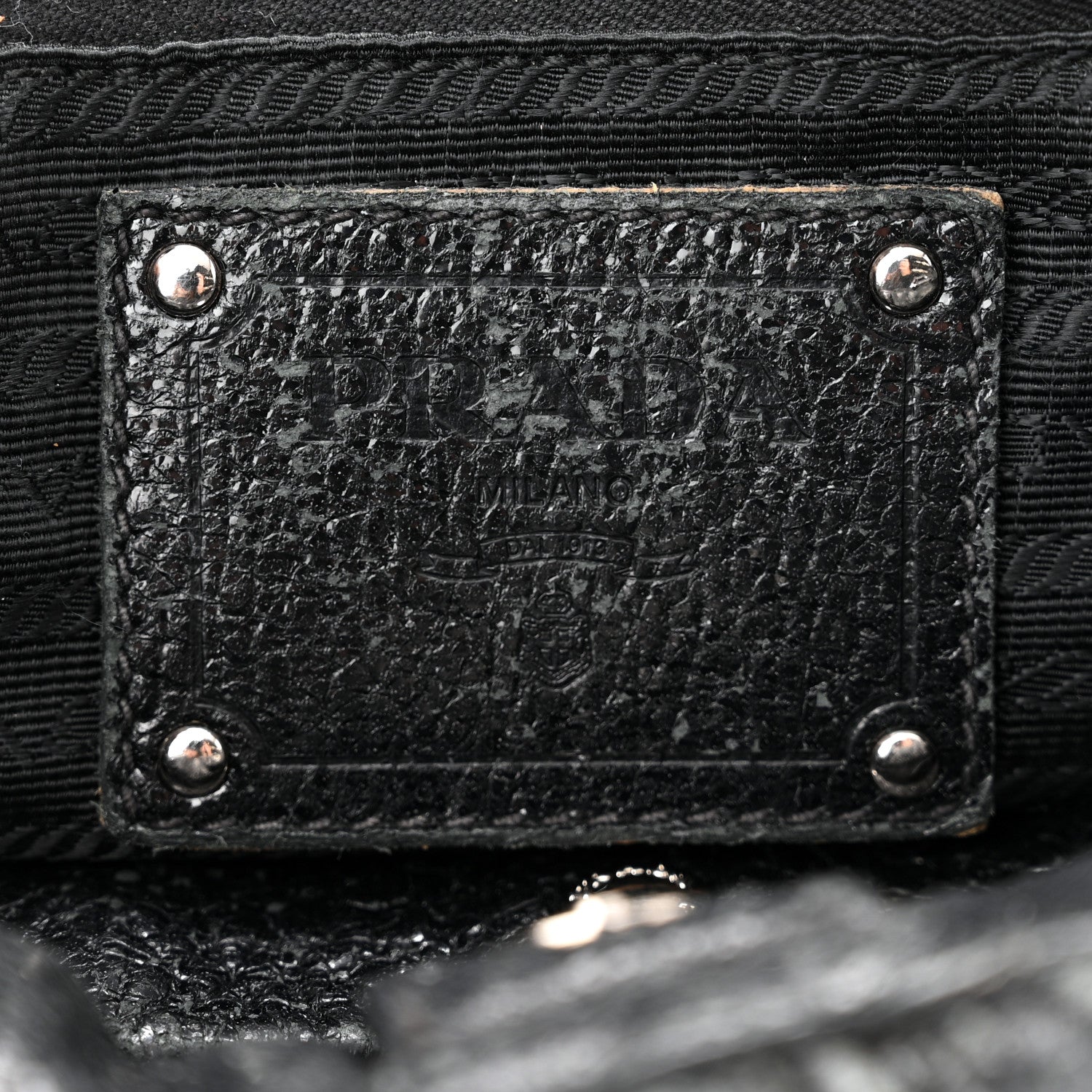 Prada Cervo Stripes Tote Black 6 of 10