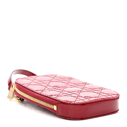 Christian Dior Patent Cannage Lady Dior Phone Holder Red 4 of 11