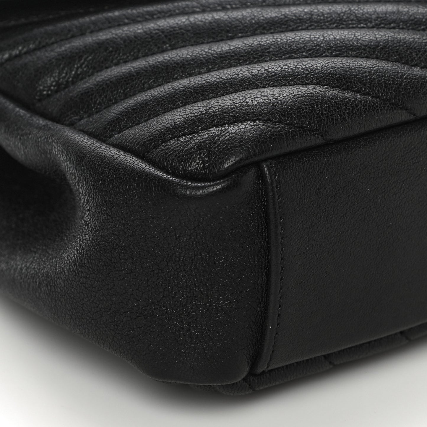 Sheepskin Matelasse Chevron Monogram Medium College Bag Black