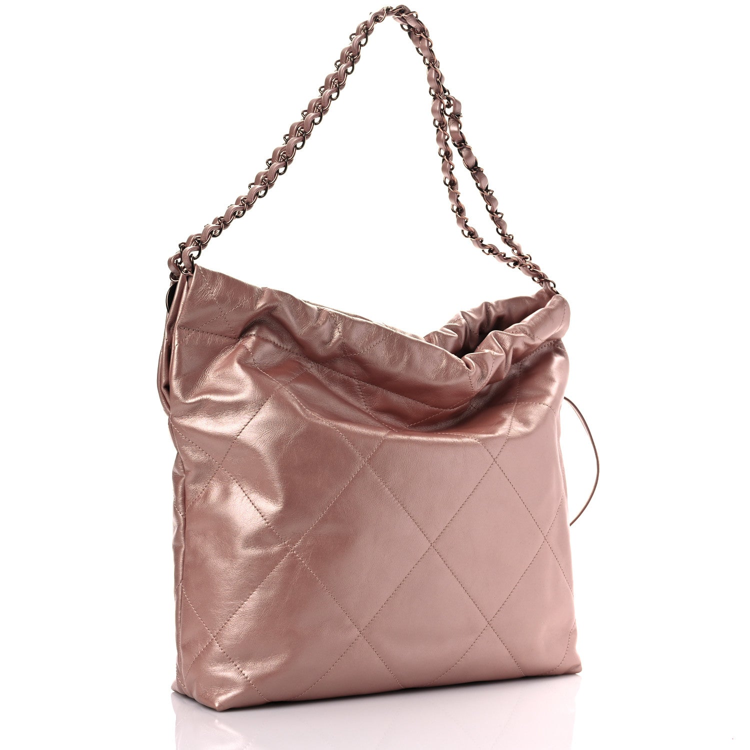 Chanel Metallic Calfskin Quilted Small Chanel 22 Pink 4 of 12