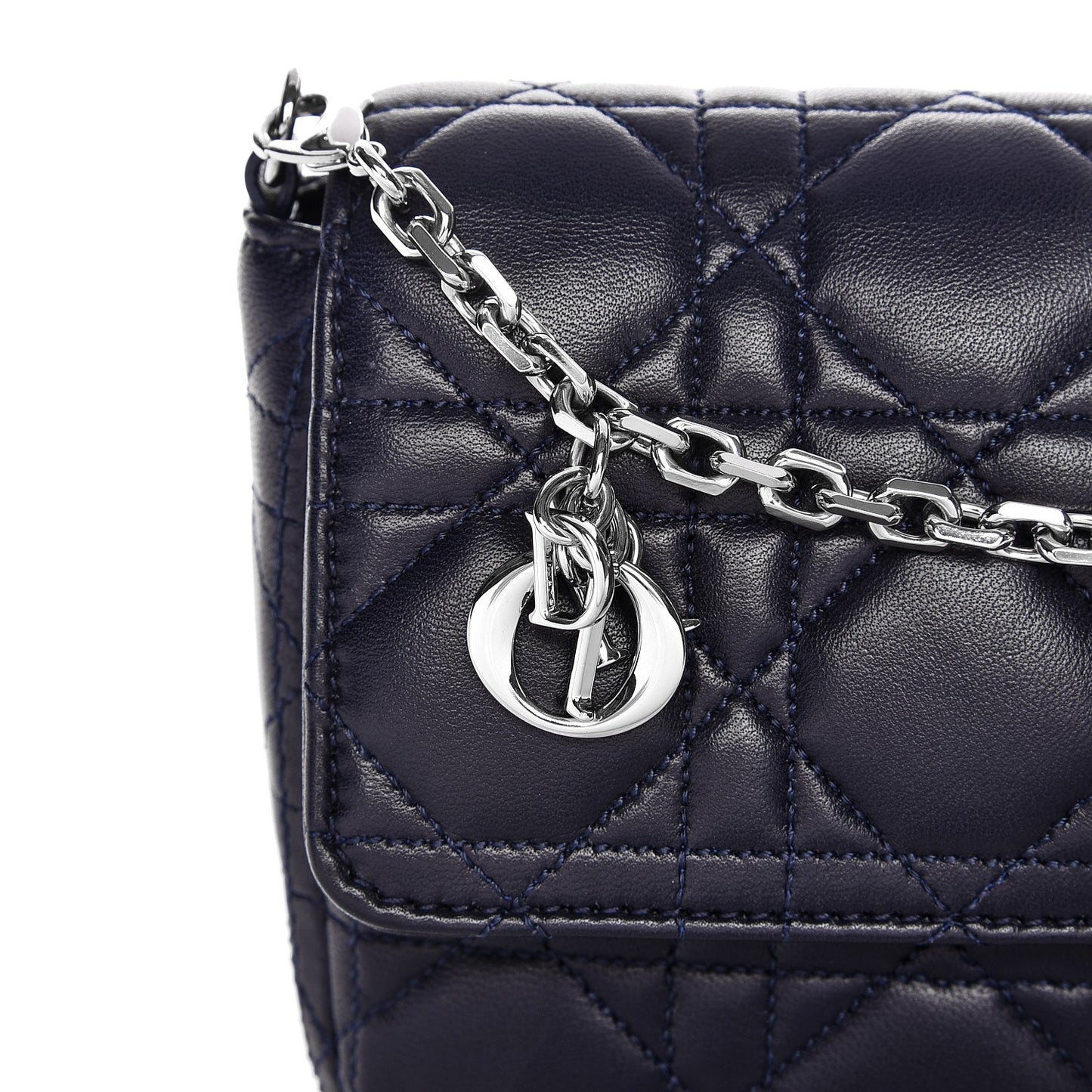 Lambskin Cannage Miss Dior Promenade Pouch Navy Blue