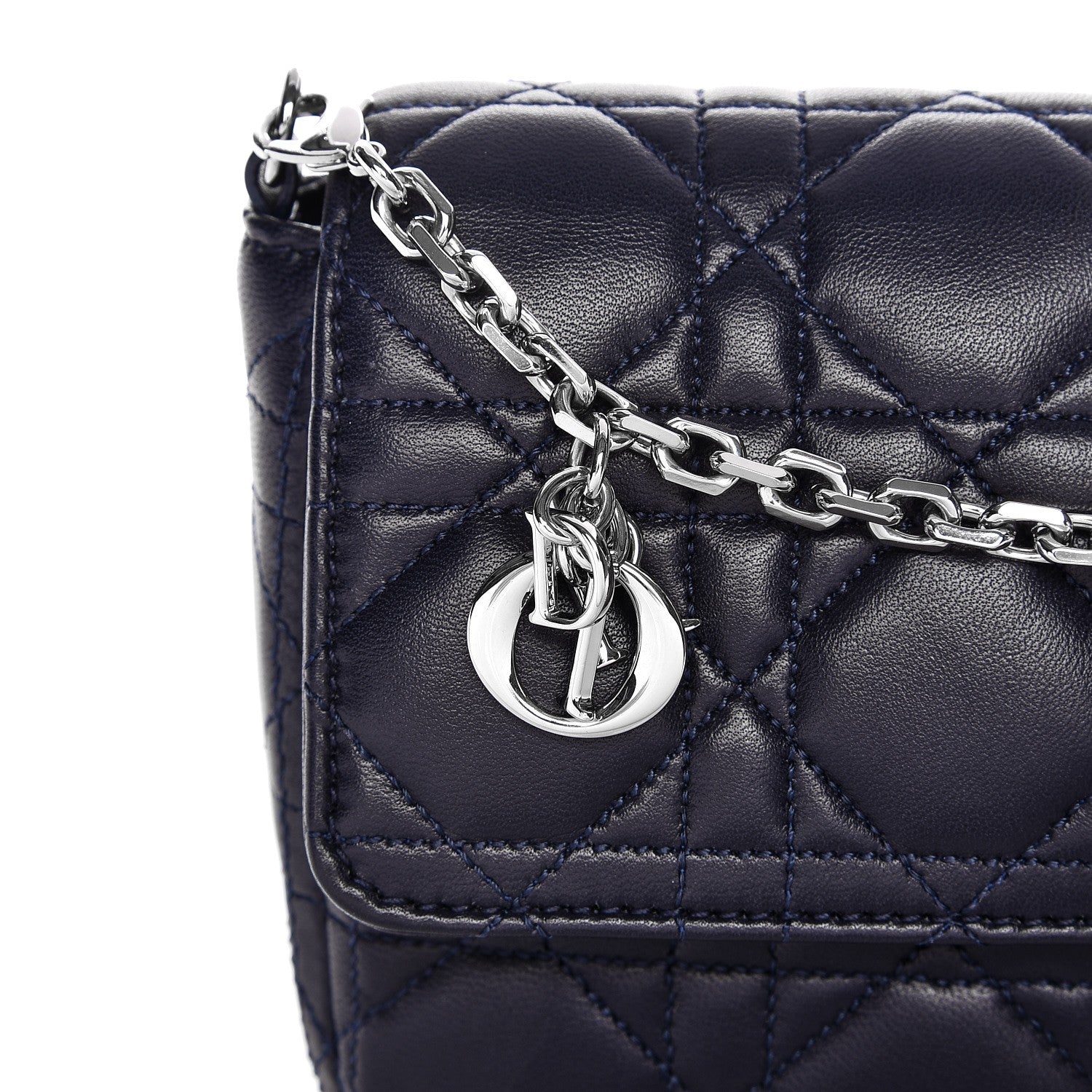 Christian Dior Lambskin Cannage Miss Dior Promenade Pouch Navy Blue 7 of 8