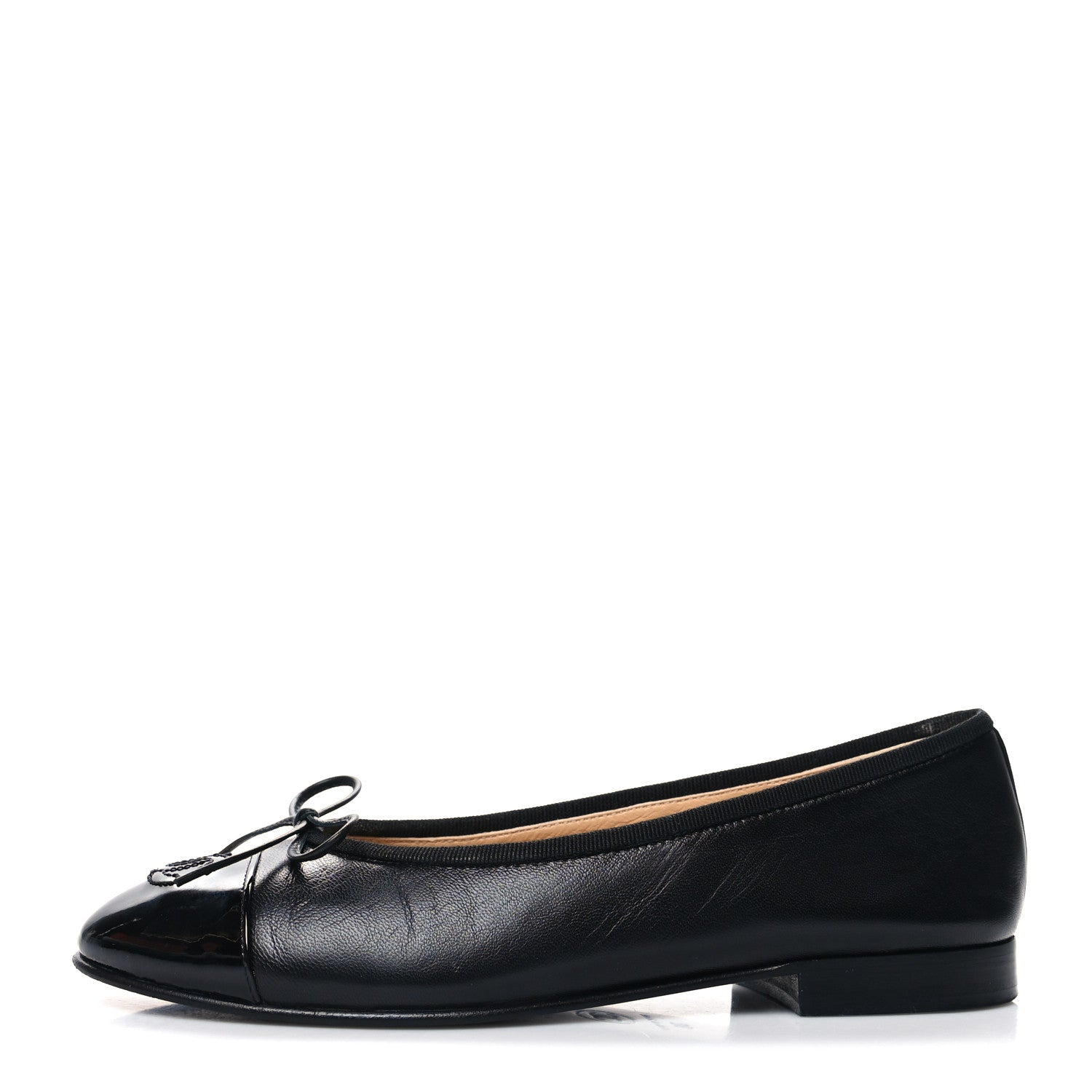 Chanel Lambskin Patent CC Cap Toe Ballerina Flats 36 Black 1 of 8