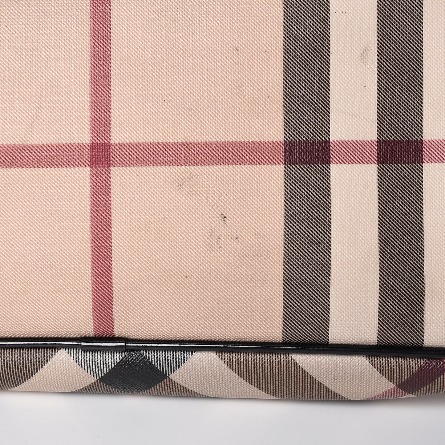 Patent Trim Nova Check Shopper Tote Black