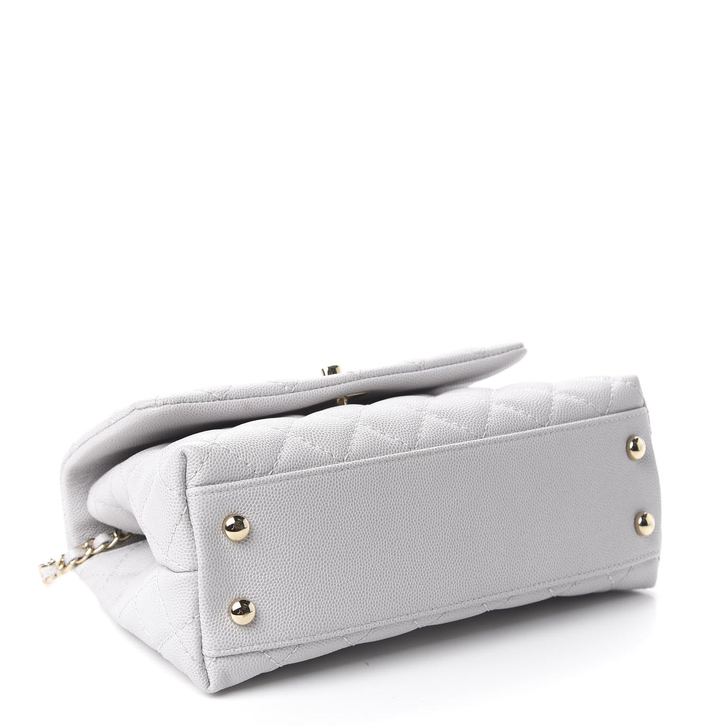 Caviar Quilted Mini Coco Handle Flap Light Grey