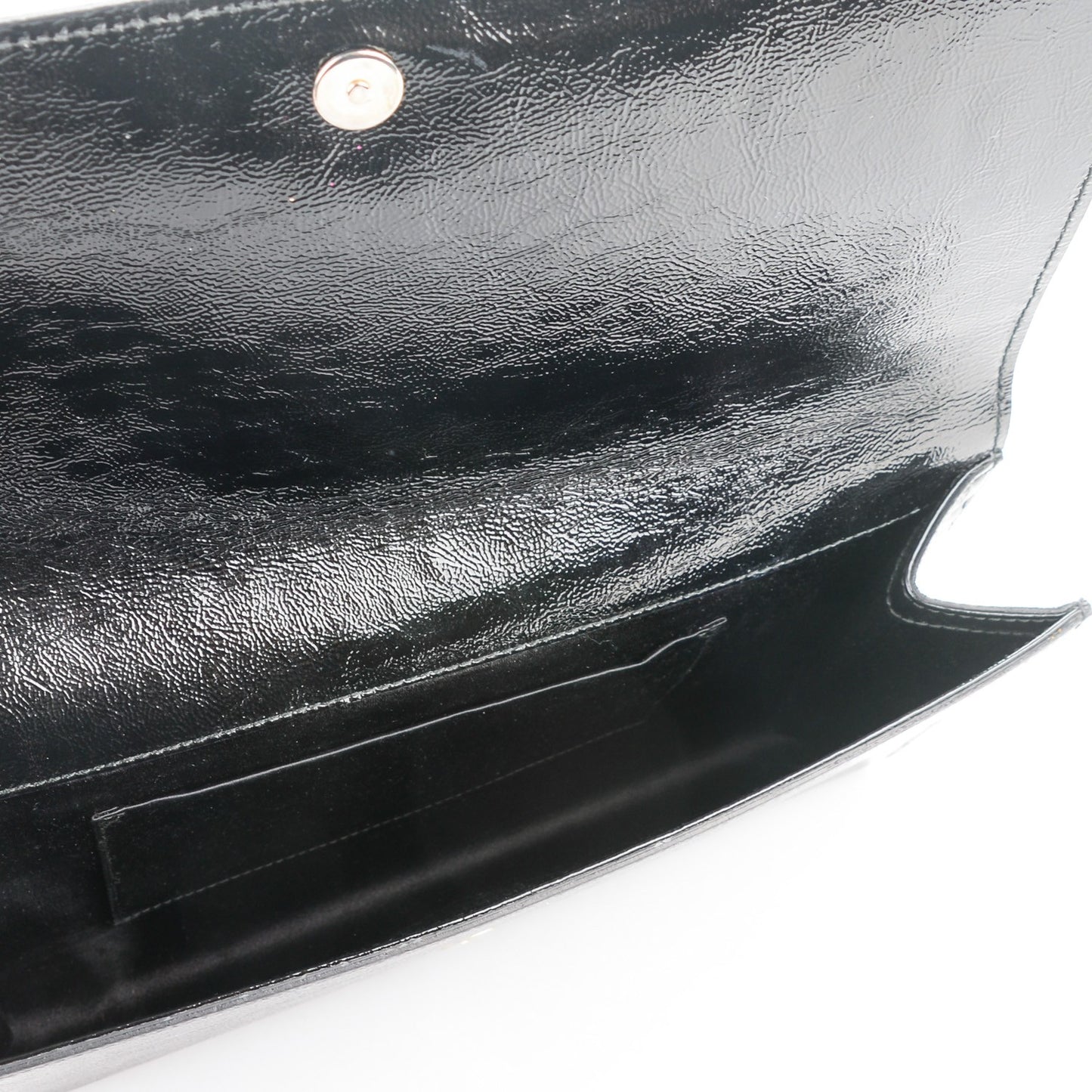 Textured Patent Monogram Large Belle De Jour Clutch Black