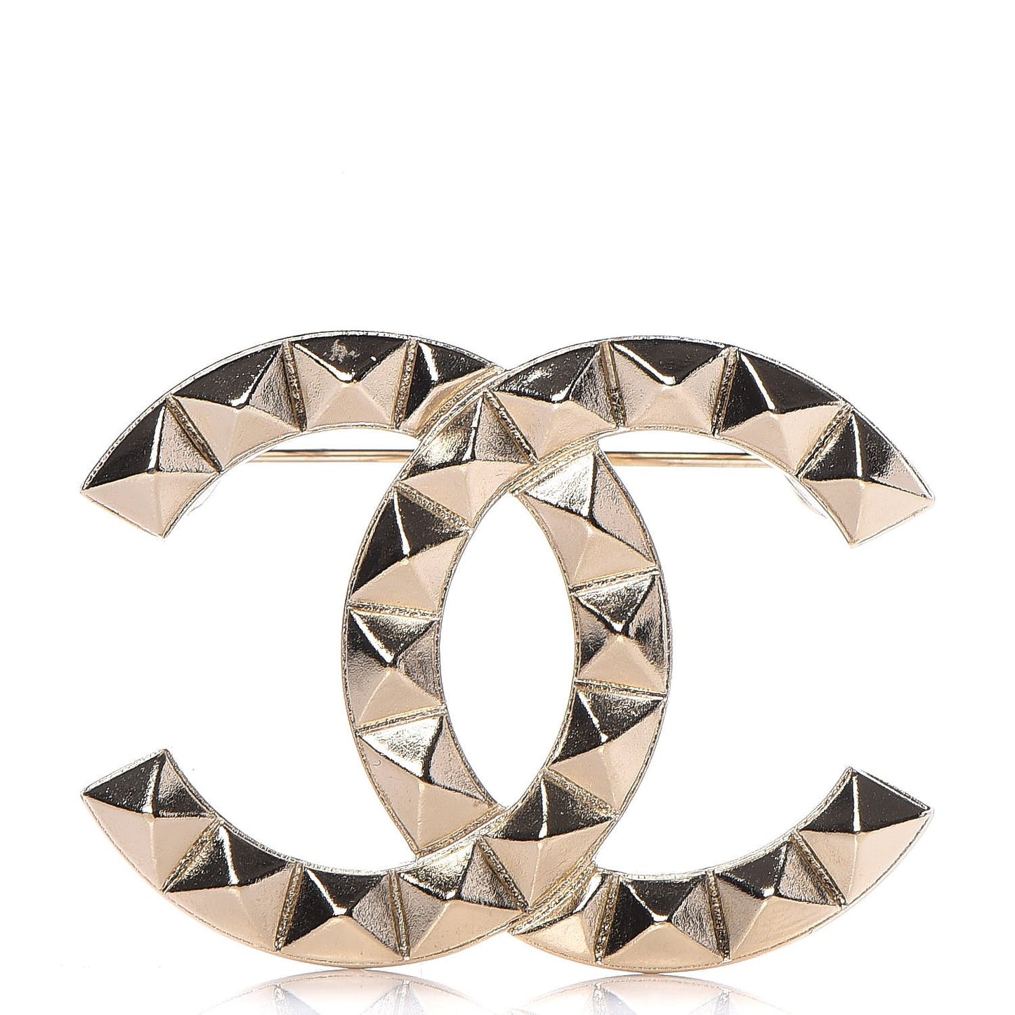 Studded CC Pin Brooch Gold