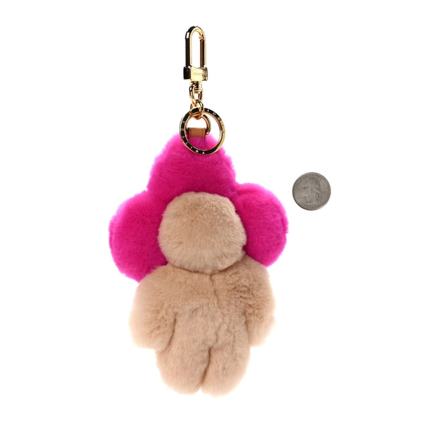 Mink Fur Vivienne Vision Bag Charm Key Holder Pink Beige