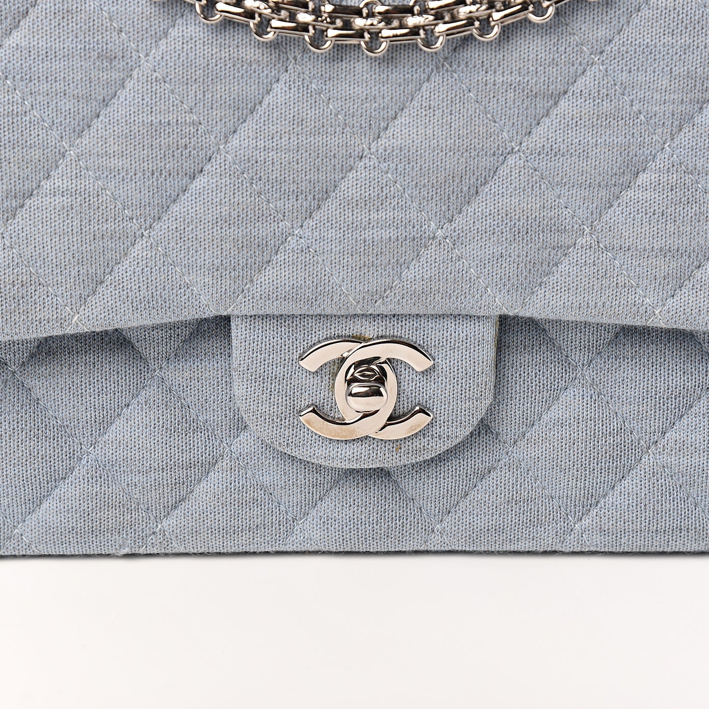 Jersey Quilted Medium Double Flap Light Blue