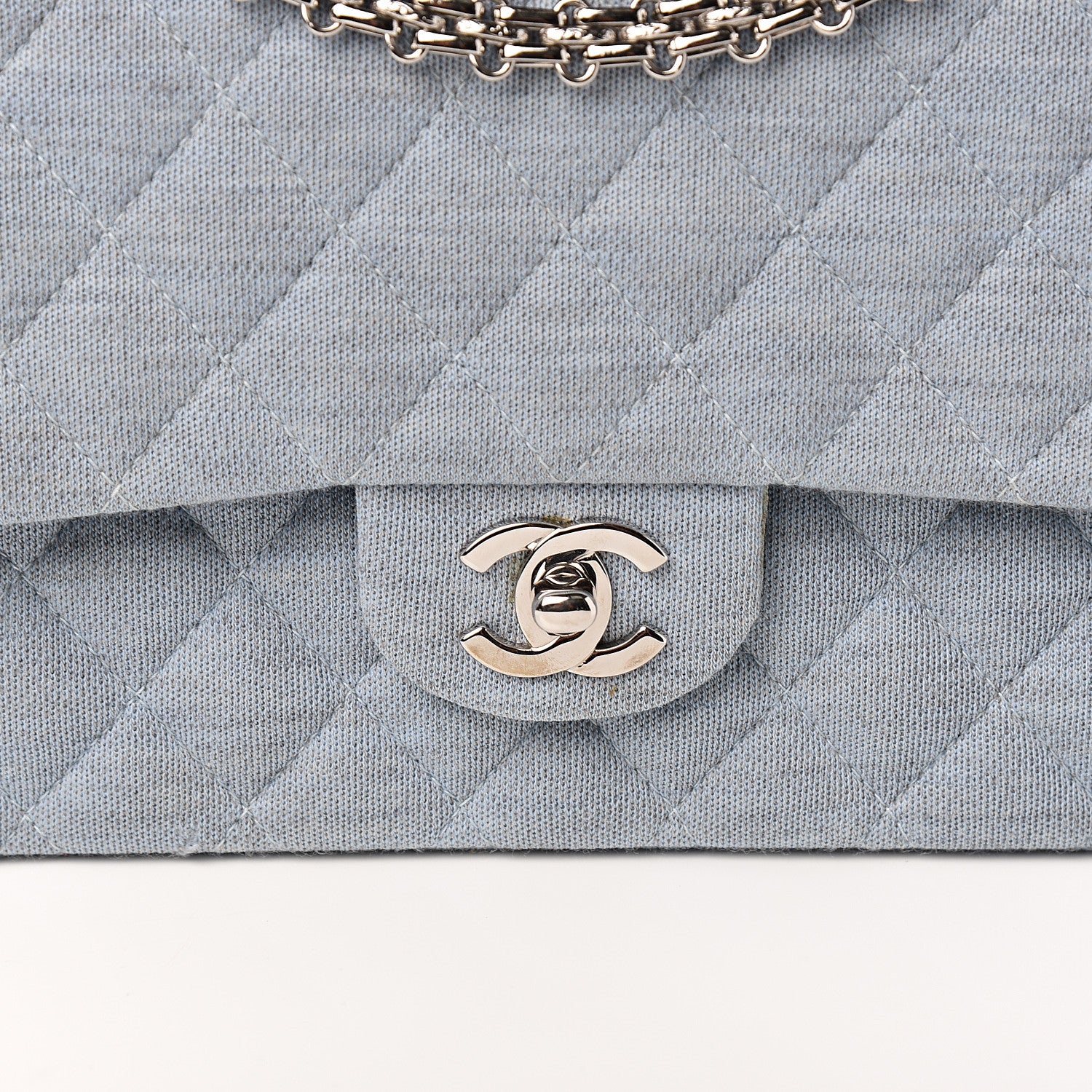 Chanel Jersey Quilted Medium Double Flap Light Blue 9 of 10