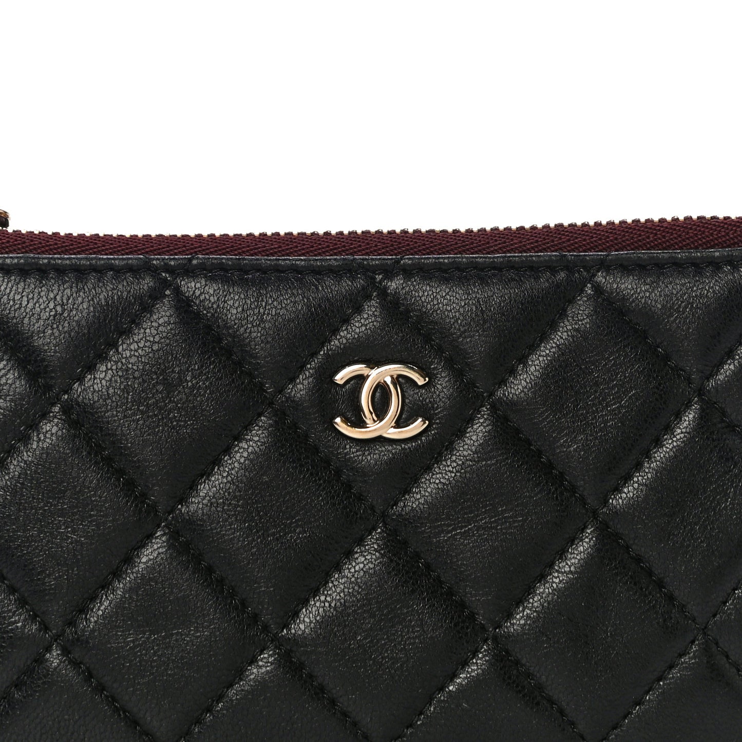 Lambskin Quilted Small Cosmetic Case Black