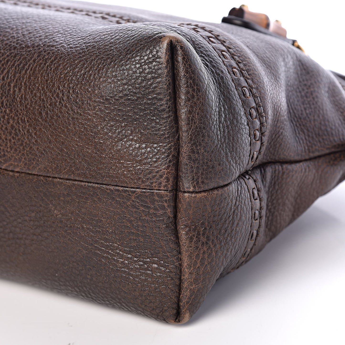 Calfskin Laidback Crafty Dome Satchel Dark Brown
