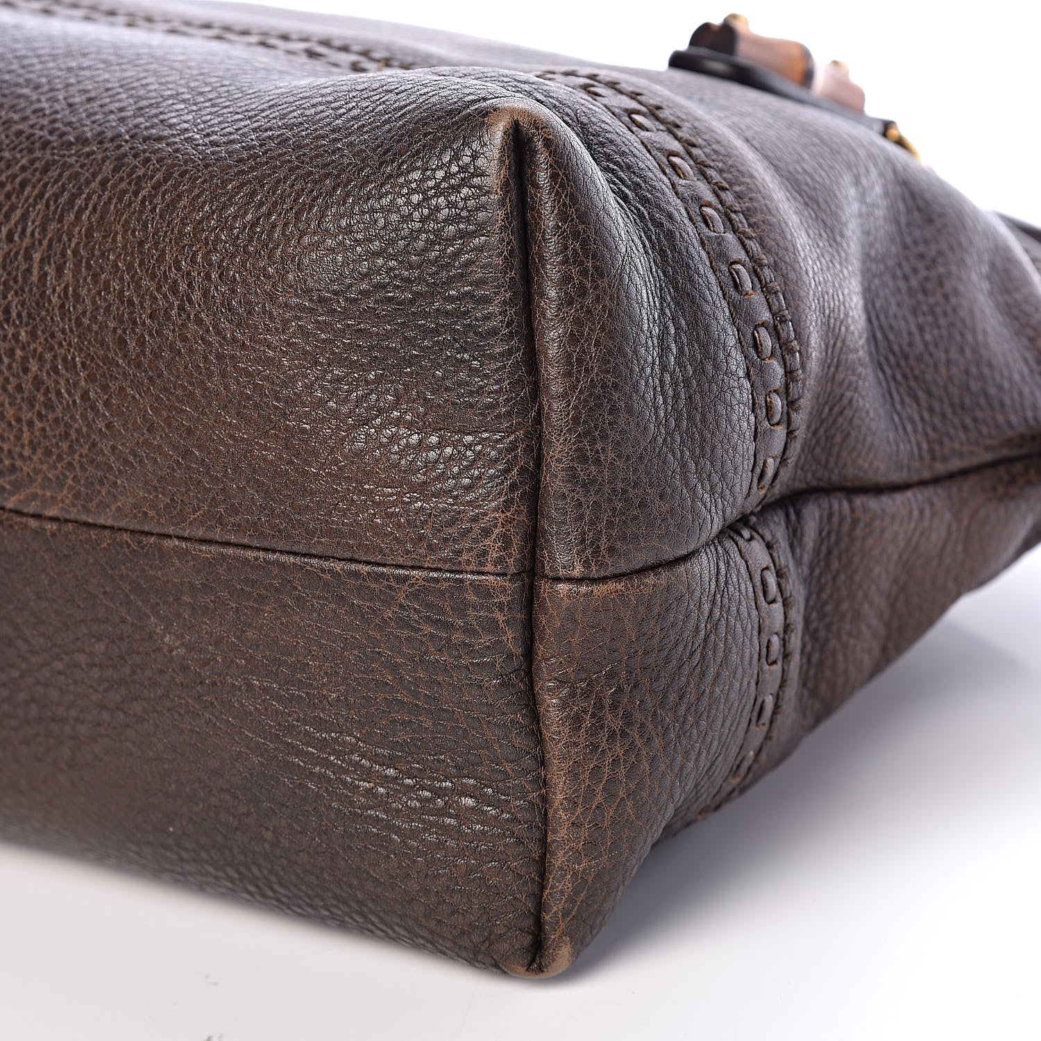 Gucci Calfskin Laidback Crafty Dome Satchel Dark Brown 13 of 14