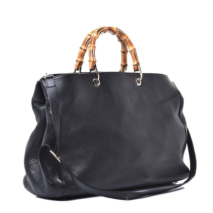 Gucci Calfskin Large Bamboo Shopper Tote Black 3 of 10