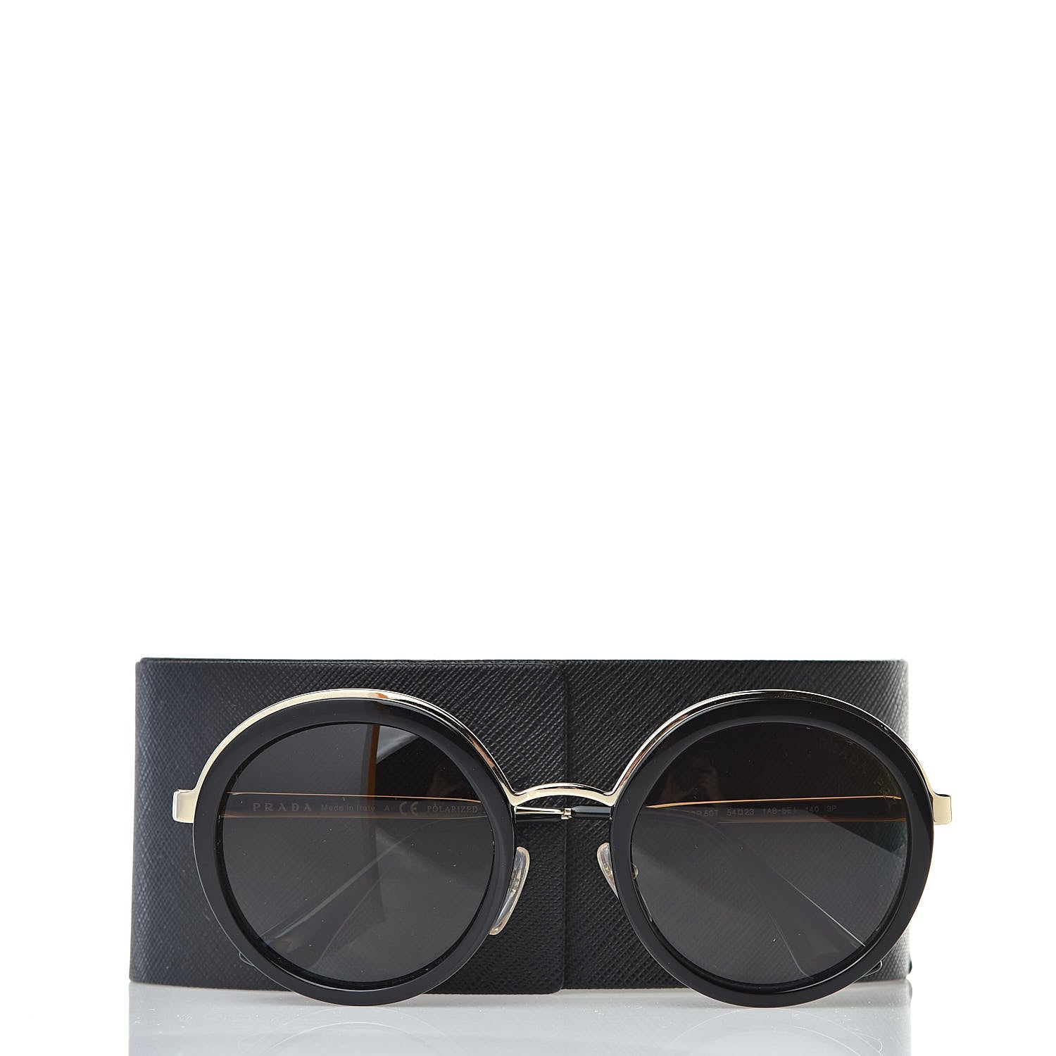 Prada Round Frame Sunglasses SPR 50T Black 8 of 8
