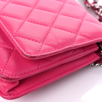 Chanel Lambskin Quilted Wallet on Chain WOC Pink 21 of 21