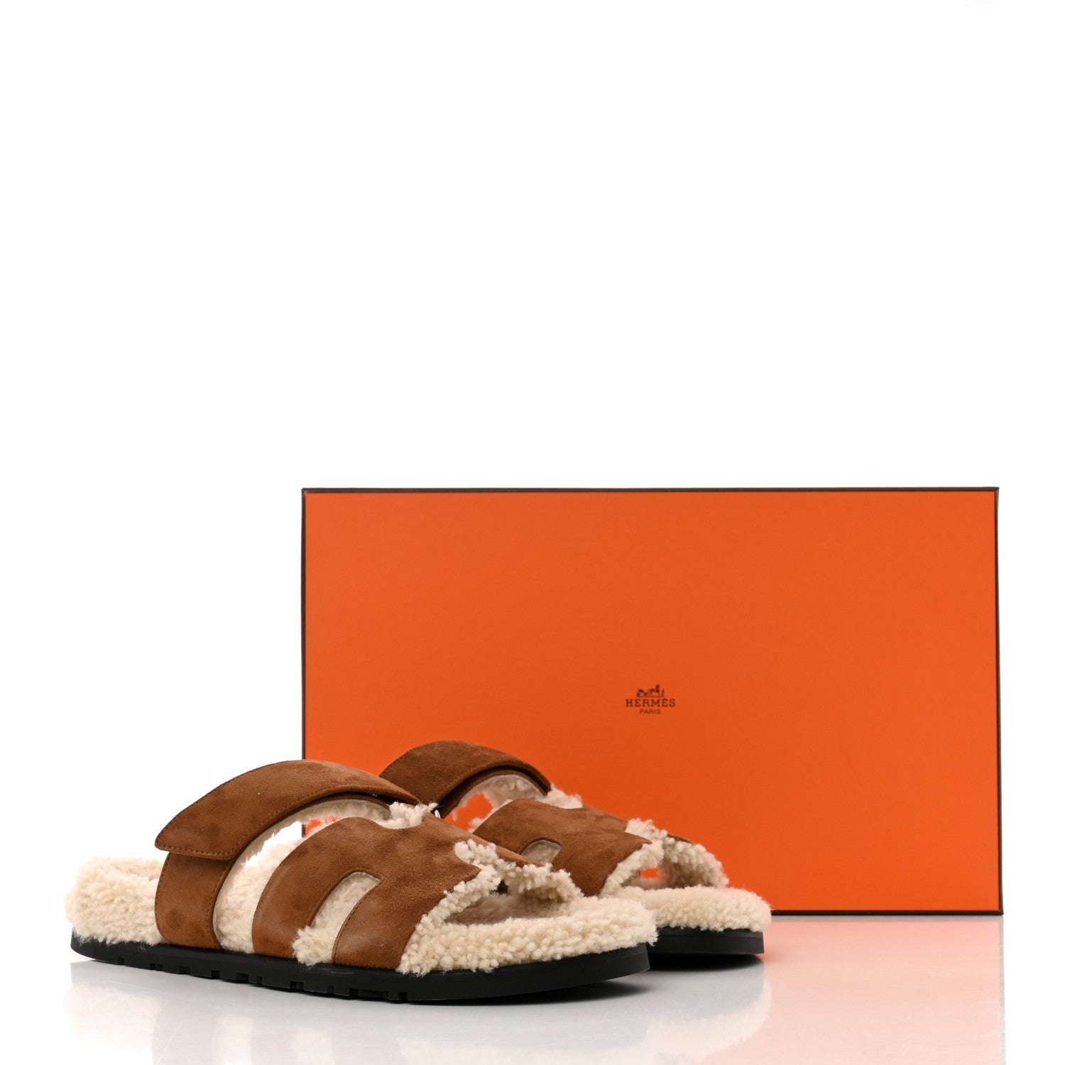 Hermes Suede Goatskin Woolskin Womens Chypre Sandals 40 Naturel Ecru 8 of 8
