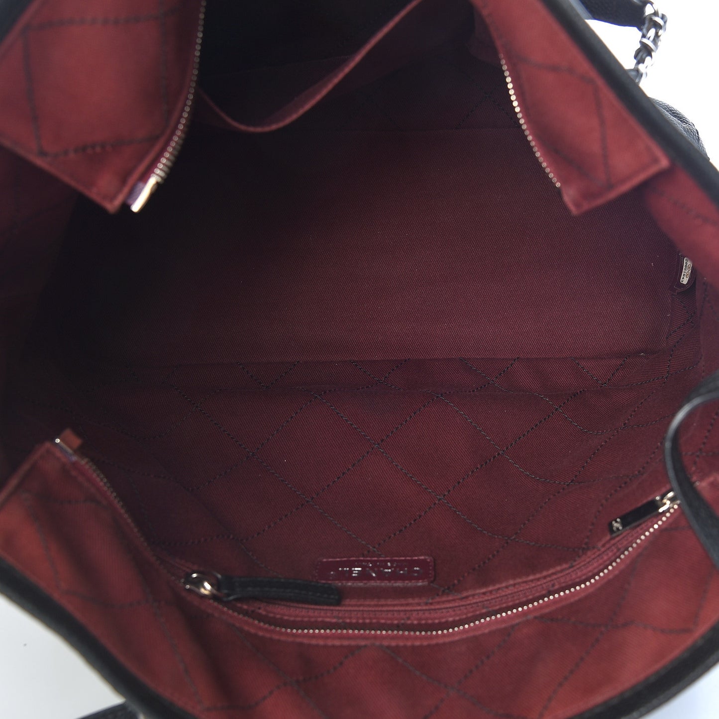 Grained Calfskin Quilted Large Daily Shopping Tote Black