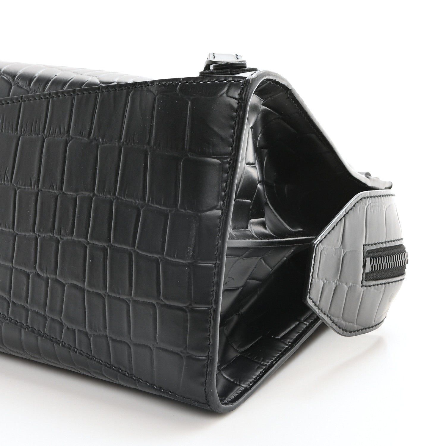 Balenciaga Semi Shiny Calfskin Crocodile Embossed Neo Classic Black Hardware City Black 9 of 9