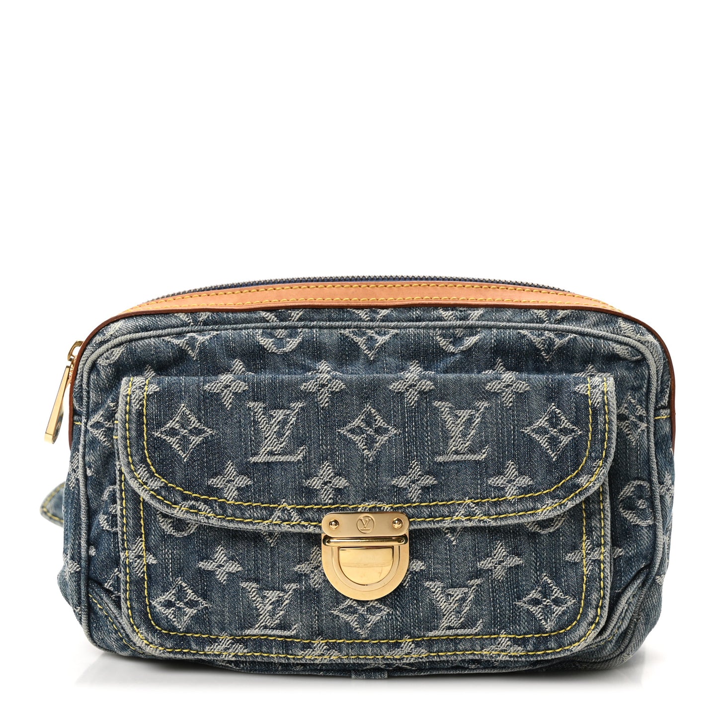 Monogram Denim Bum Bag Blue