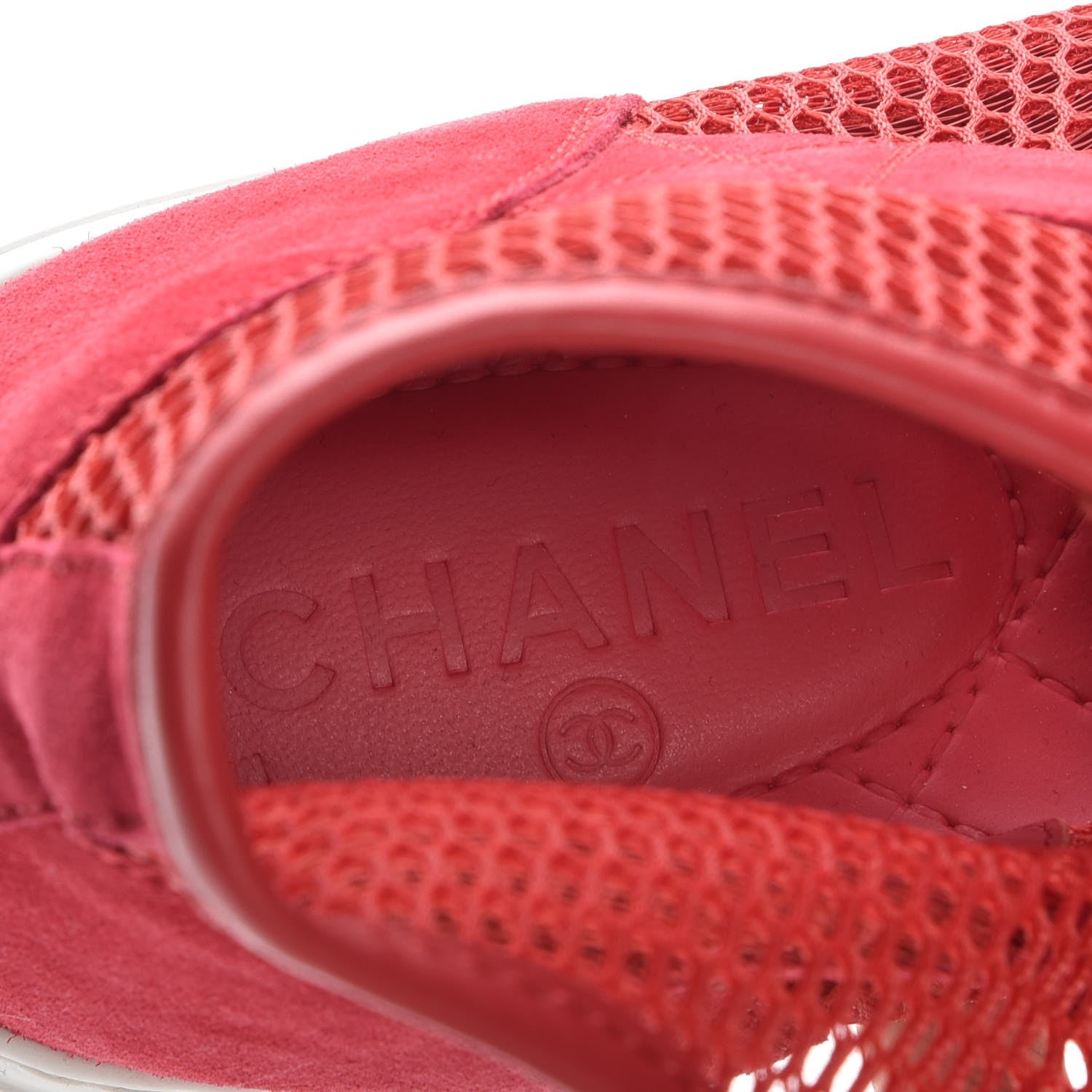 Chanel Mesh Suede High Top Sneakers 38 Red 8 of 8