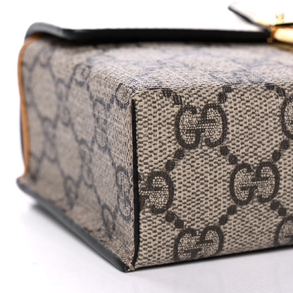 Gucci GG Supreme Monogram New Sakai Calfskin Mini Padlock Top Handle Shoulder Bag Beige Ebony Mystic White Sun Oil 9 of 12