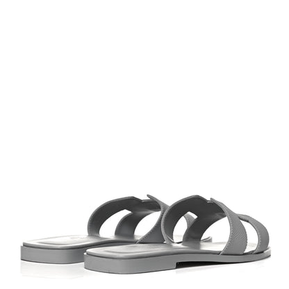 Hermes Epsom Oran Sandals 38 Bleu Glacier 4 of 9