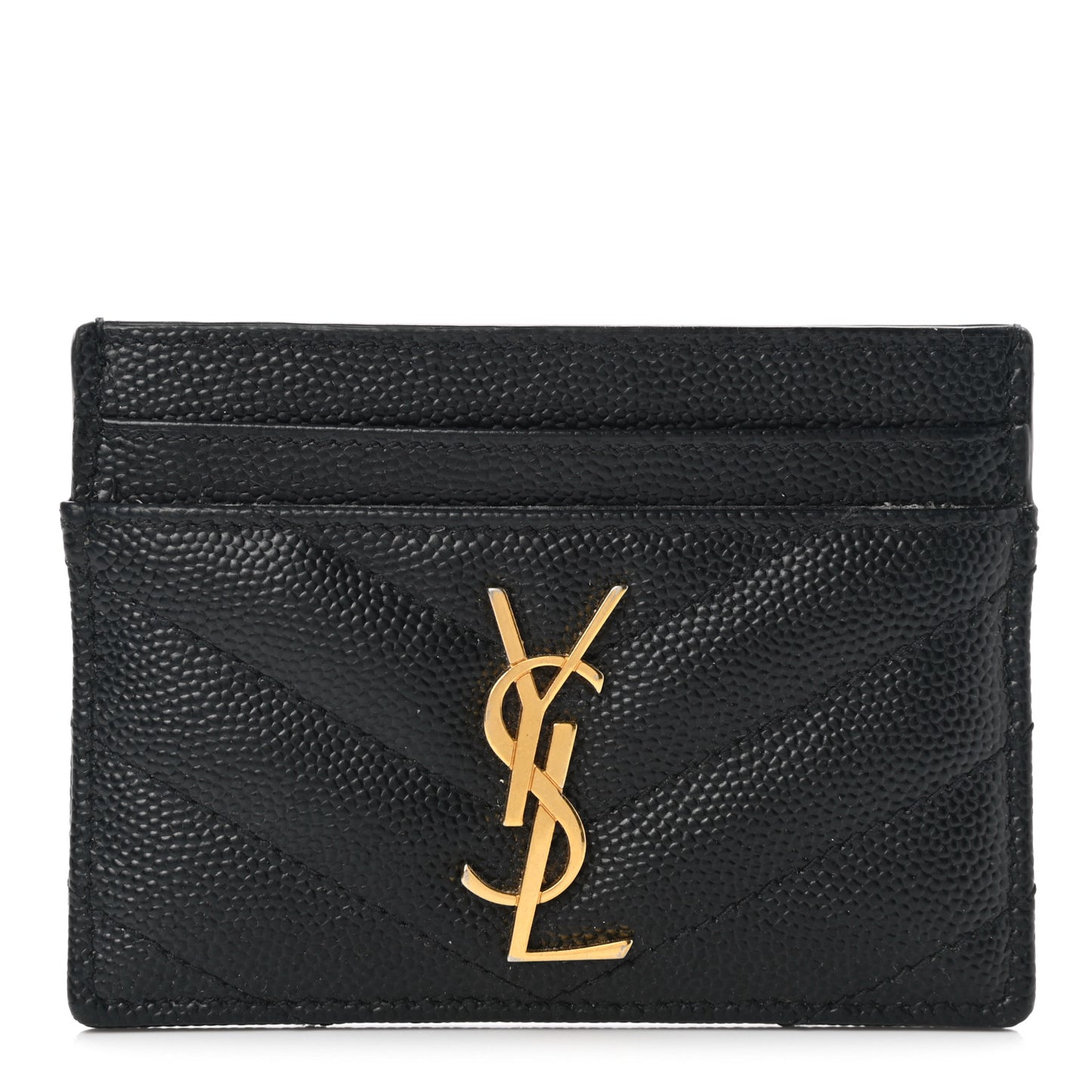 Grain De Poudre Matelasse Chevron Monogram Credit Card Case Black