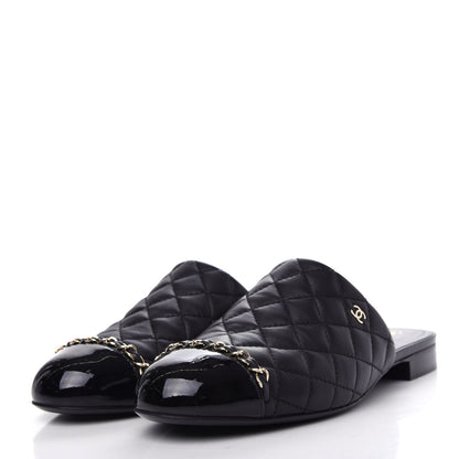 Chanel Lambskin Quilted Chain Mules 39 Black 3 of 11