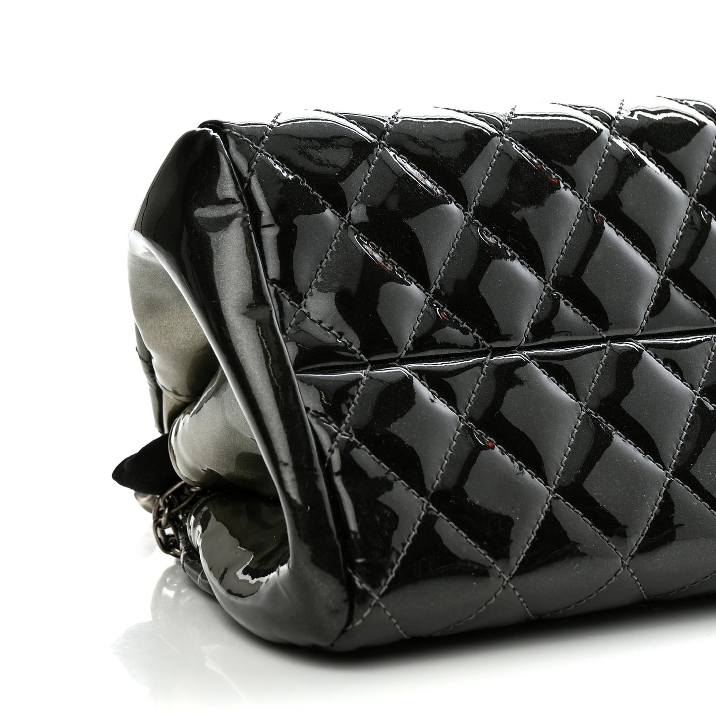 Patent Quilted Small Just Mademoiselle Bowling Bag Grey Black