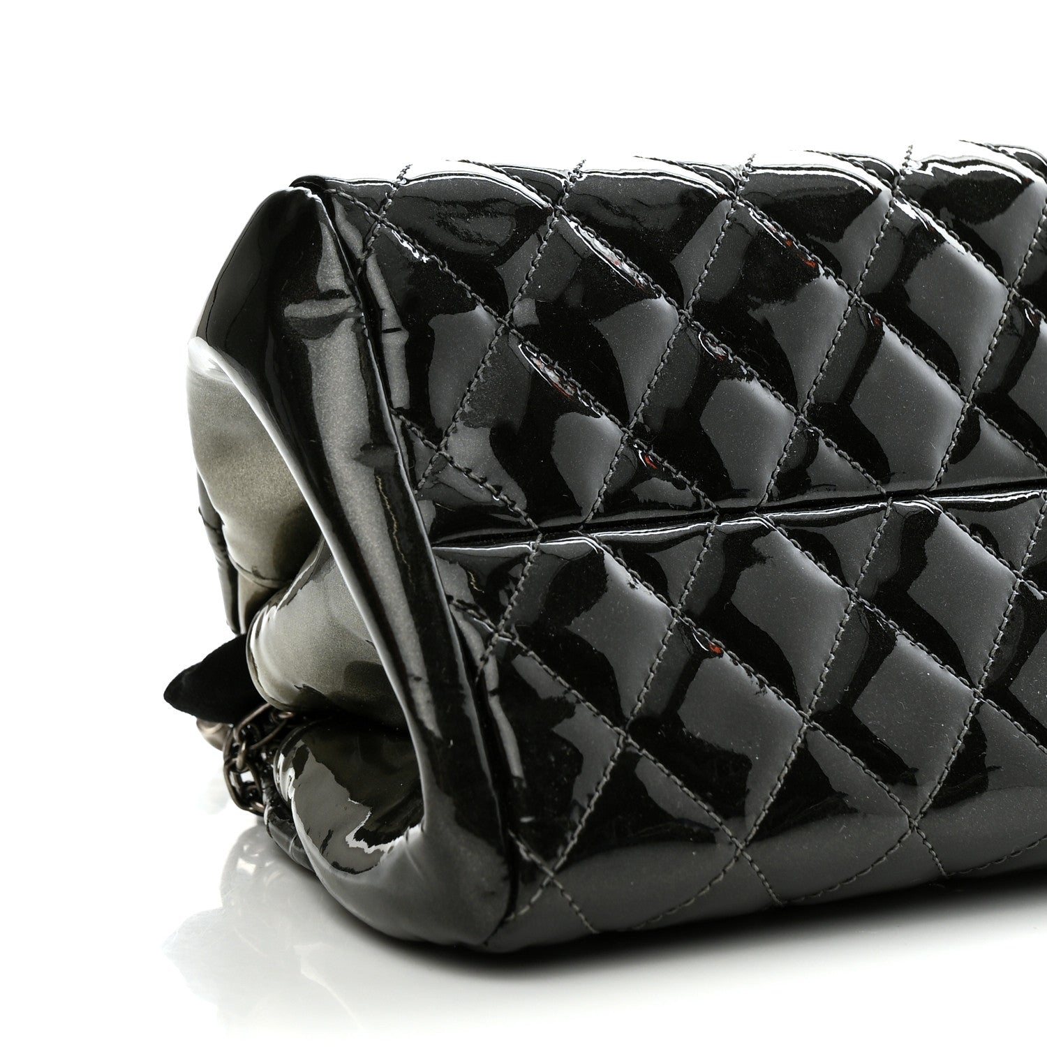 Chanel Patent Quilted Small Just Mademoiselle Bowling Bag Grey Black 8 of 9