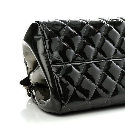 Chanel Patent Quilted Small Just Mademoiselle Bowling Bag Grey Black 8 of 9