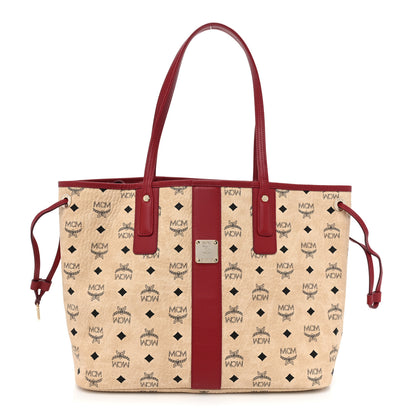 MCM Visetos Medium Liz Reversible Shopper Tote Beige Red 1 of 15