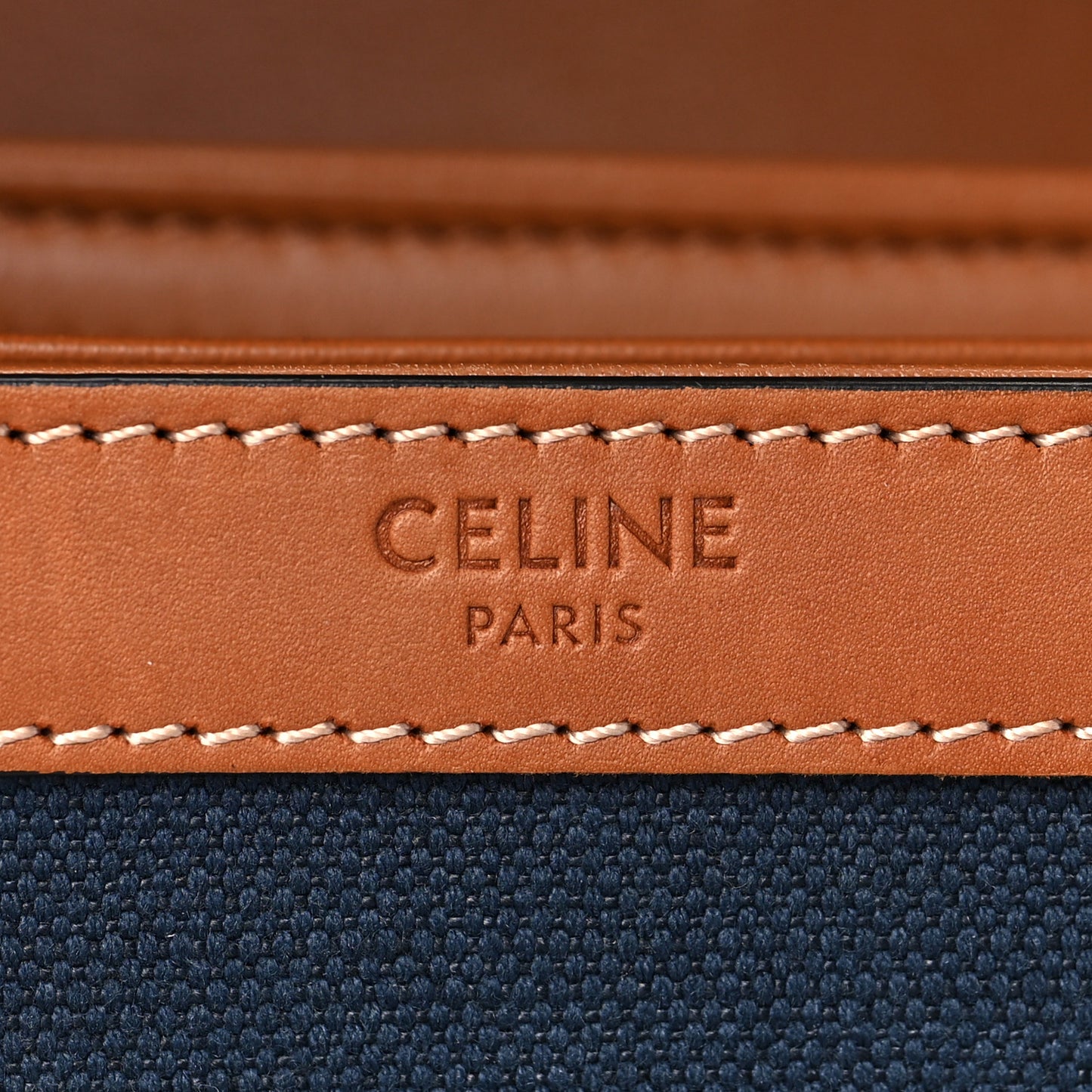 Textile Natural Calfskin Classique Triomphe Navy Tan