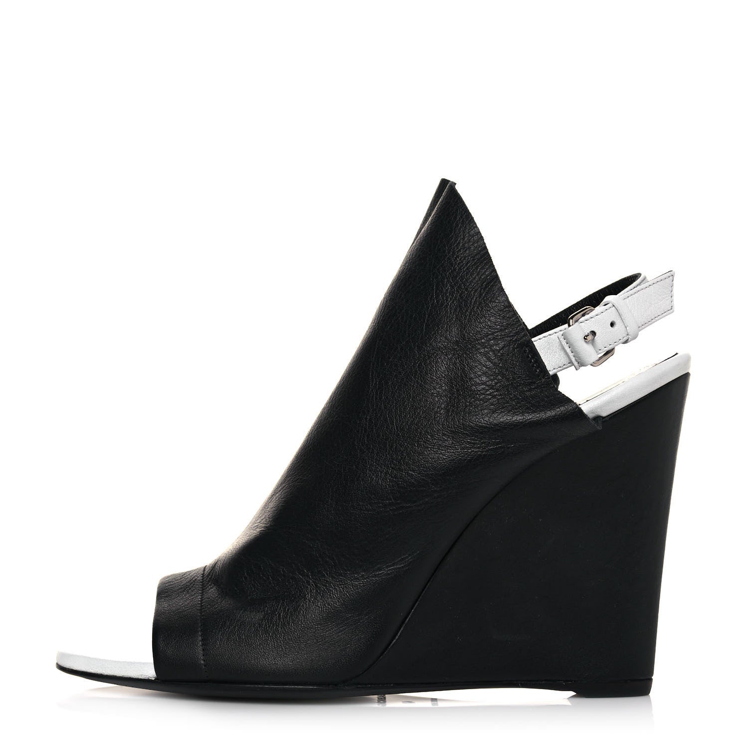 Balenciaga Veau Papier Wedge Sandals 41 Black White 1 of 11