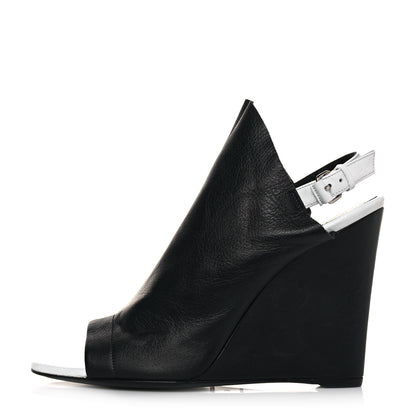 Balenciaga Veau Papier Wedge Sandals 41 Black White 1 of 11