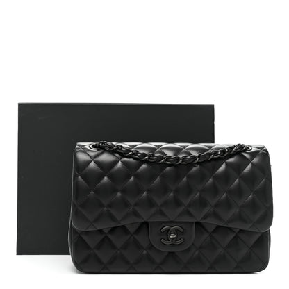 Chanel Lambskin Quilted Jumbo Double Flap So Black 16 of 16