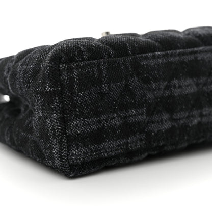 Chanel Printed Denim Quilted Nano Kelly Shopper Black Grey 9 of 11