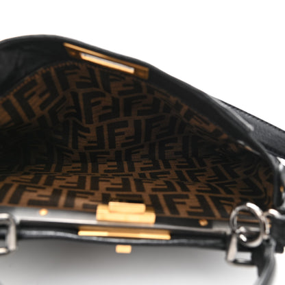 Fendi Goatskin Zucca Medium Peekaboo Iconic Satchel Black Tobacco 5 of 10