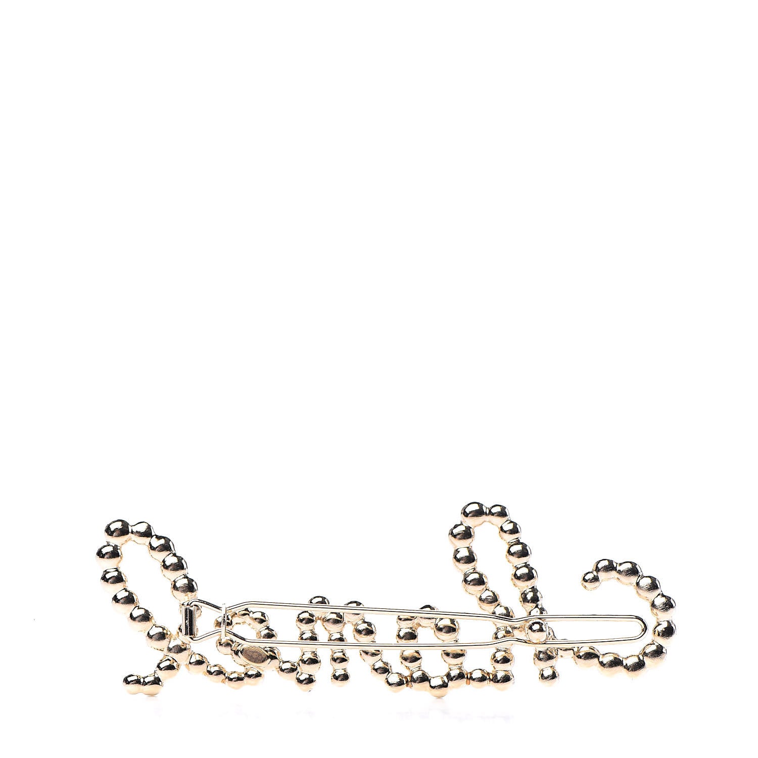 Chanel Metal Glass Swirling Pearls Hair Clip Gold 3 of 4