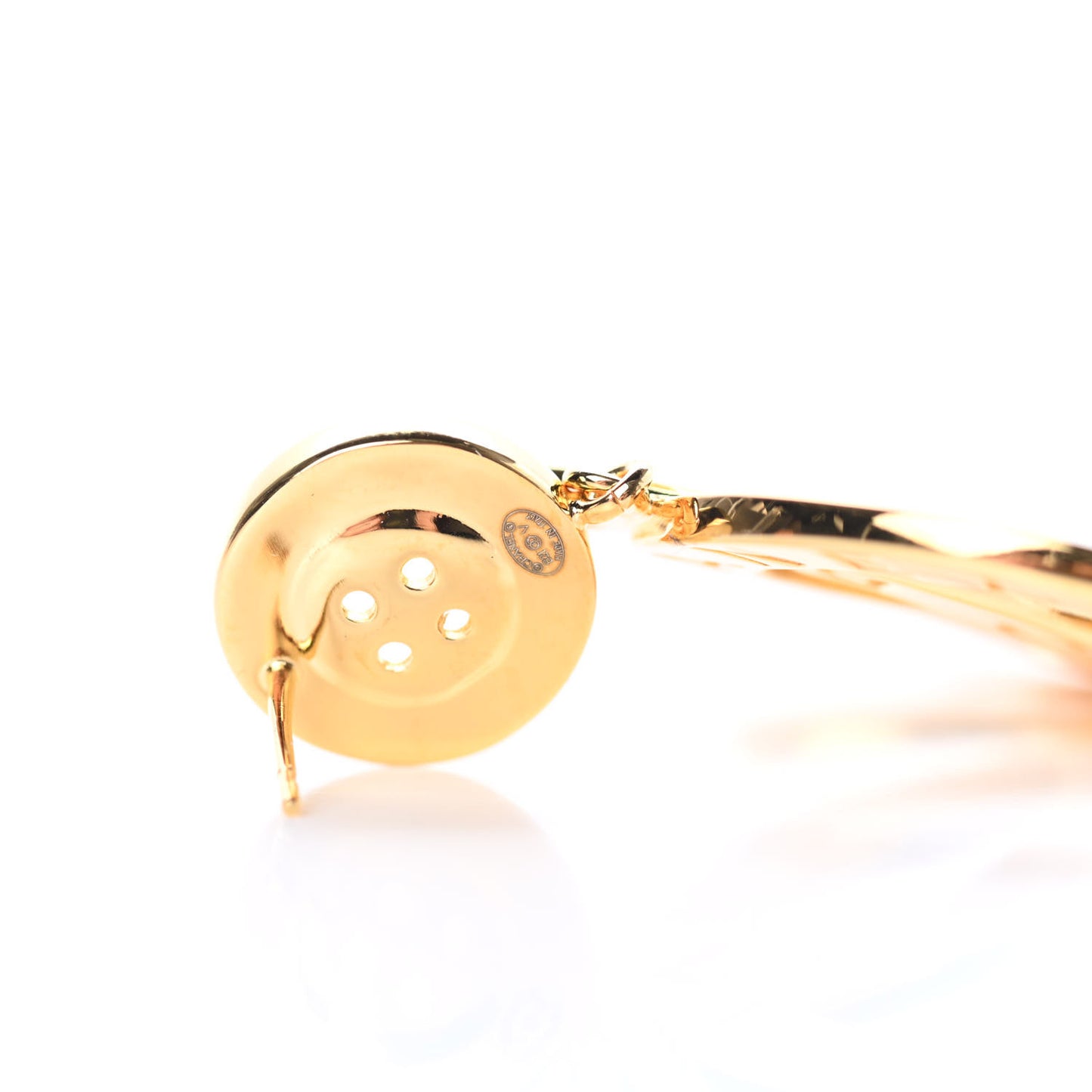 Metal Large Paris Button Earrings Gold