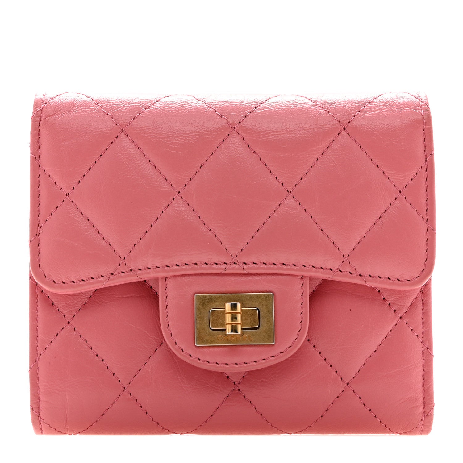 Chanel Aged Calfskin Quilted Reissue Compact Wallet Pink 1 of 8