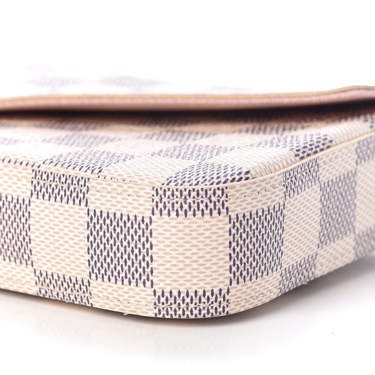 Damier Azur Pochette Felicie Chain Wallet Rose Ballerine