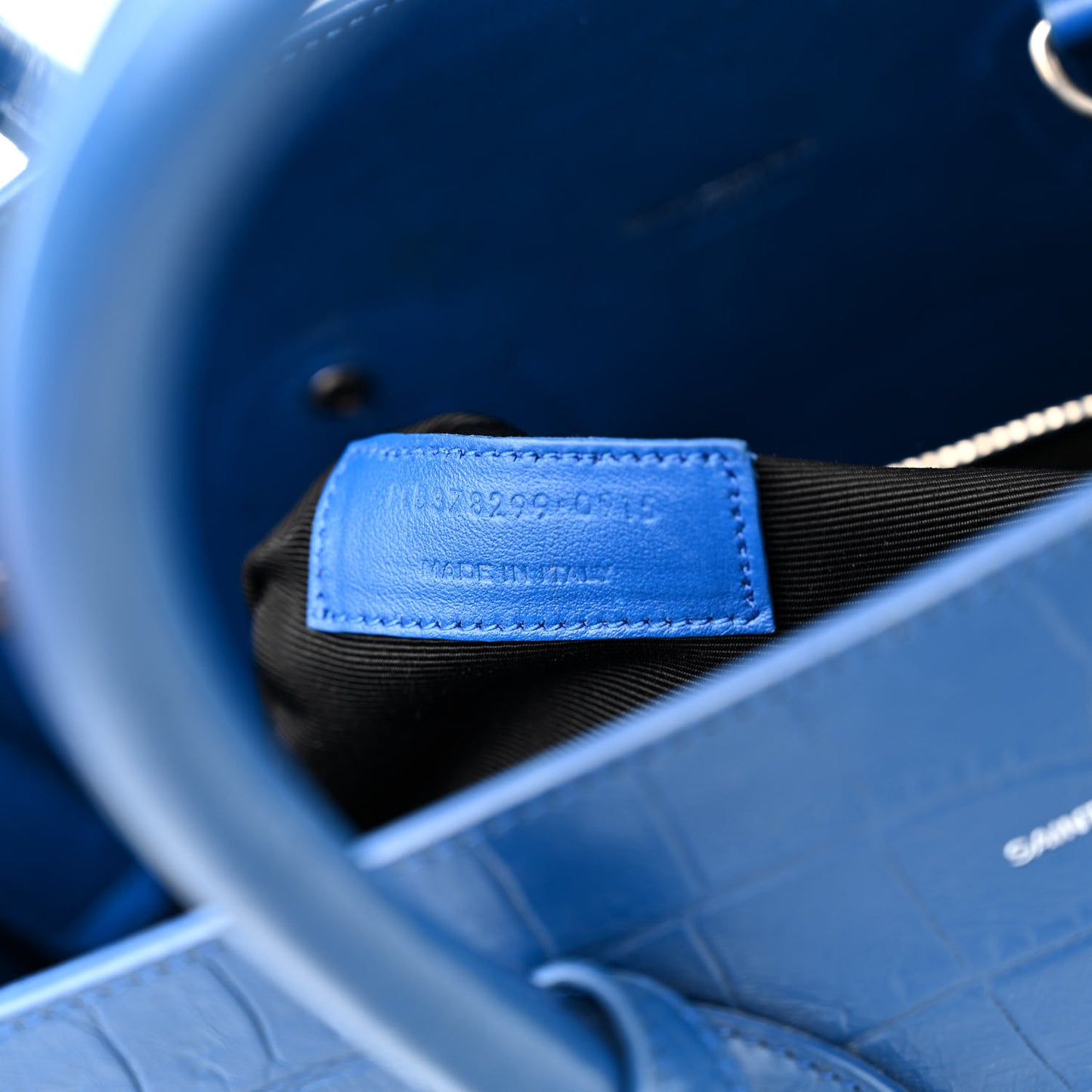 Calfskin Crocodile Embossed Small Sac de Jour Royal Blue