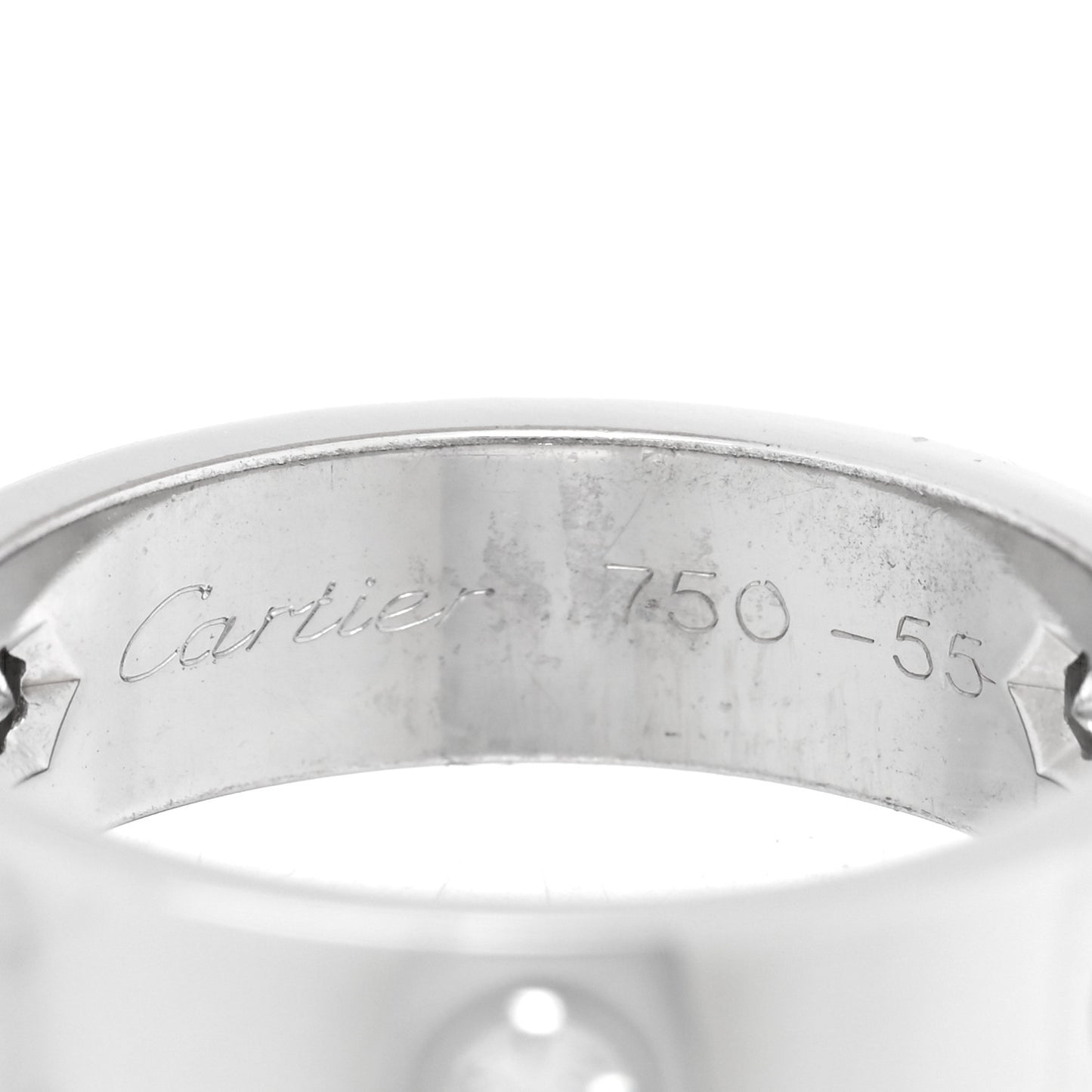 18K White Gold 3 Diamond 5.5mm LOVE Ring 56 7.5