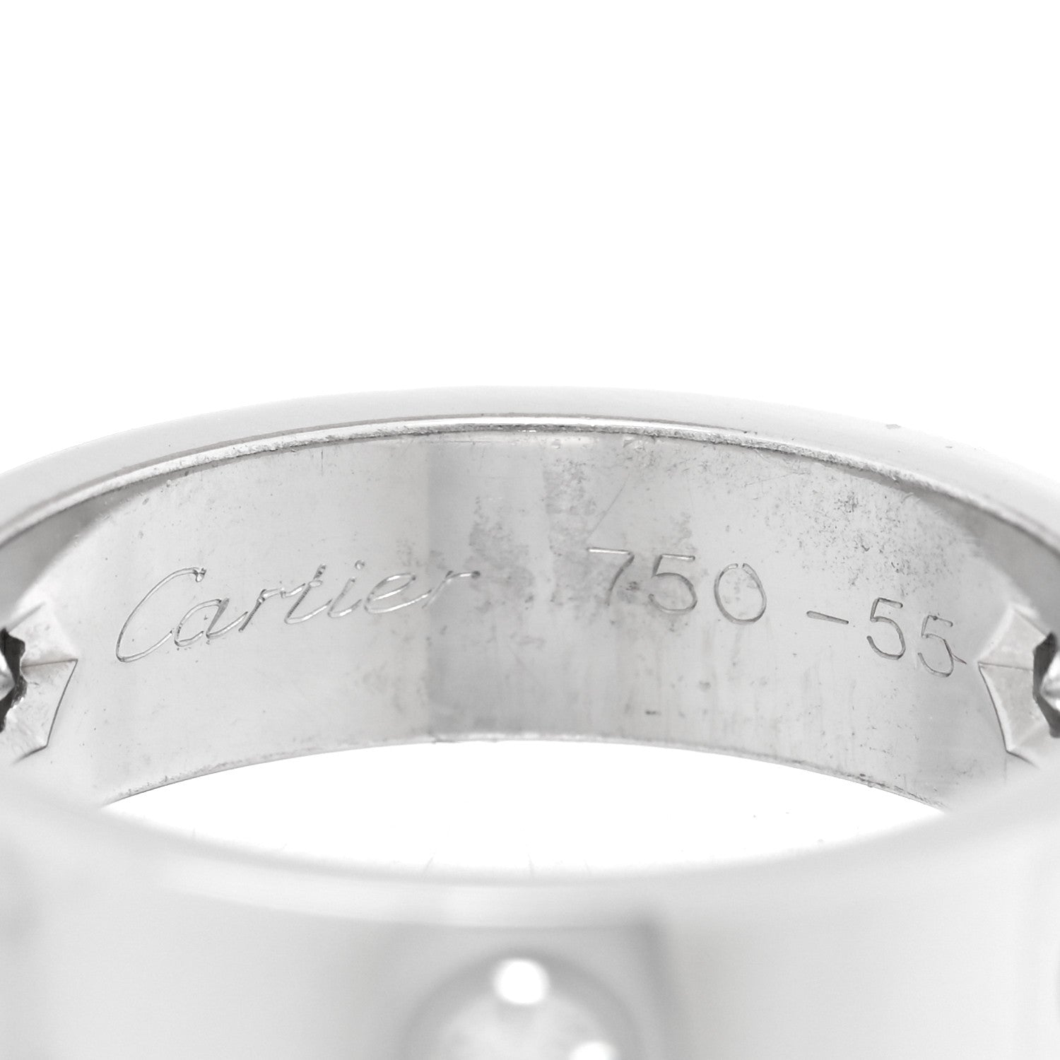 Cartier 18K White Gold 3 Diamond 5.5mm LOVE Ring 56 7.5 4 of 4