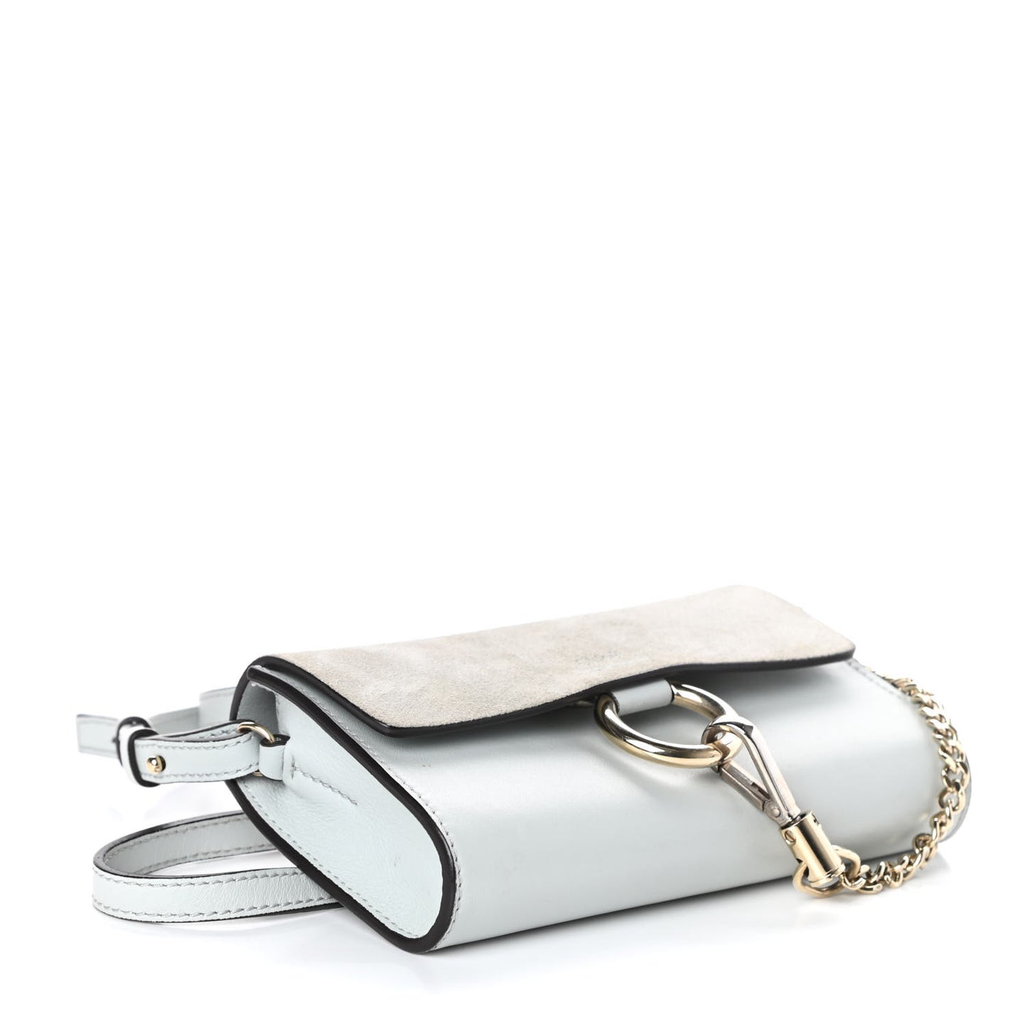 Suede Calfskin Mini Faye Shoulder Bag Airy Grey